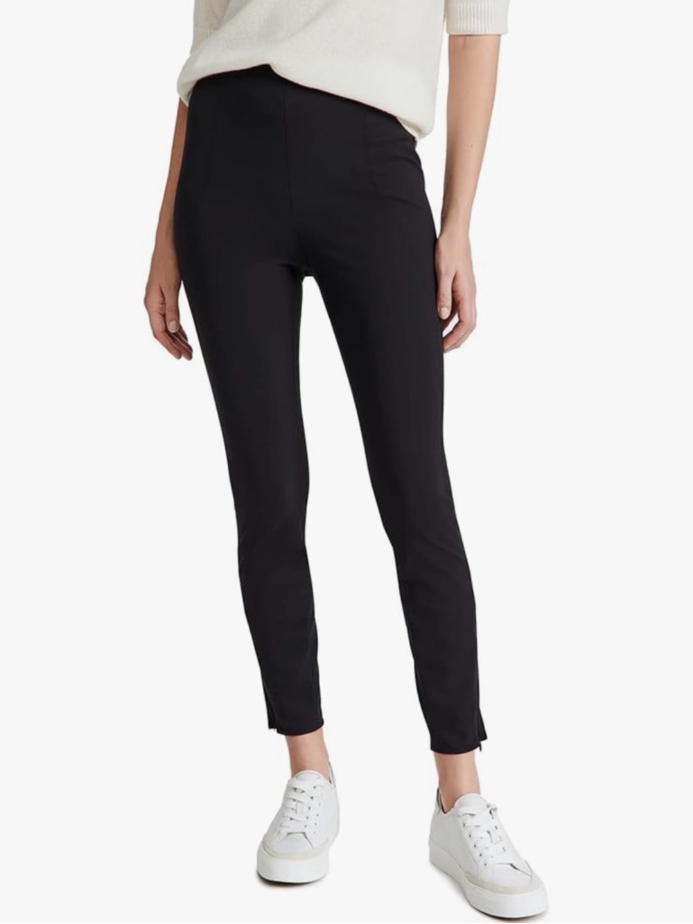 Theory Black Seamed Zip Ankle Leggings L - Quiet Luxury Minimalist Old Money
